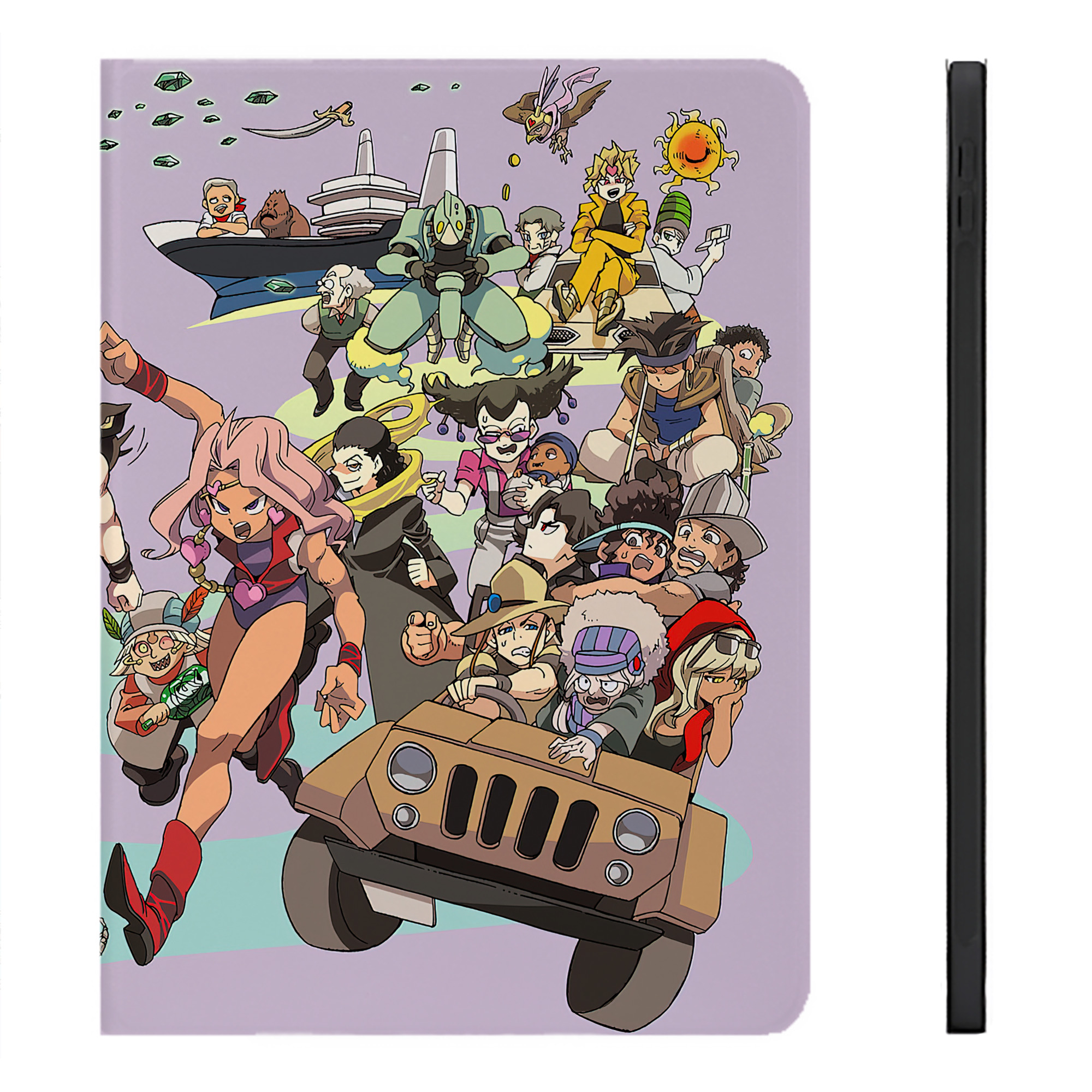 （画像用） ジョジョの奇妙な冒険 JoJo's Bizarre Adventure IPadケース ペンホルダー付き ブックスタイルデザイン